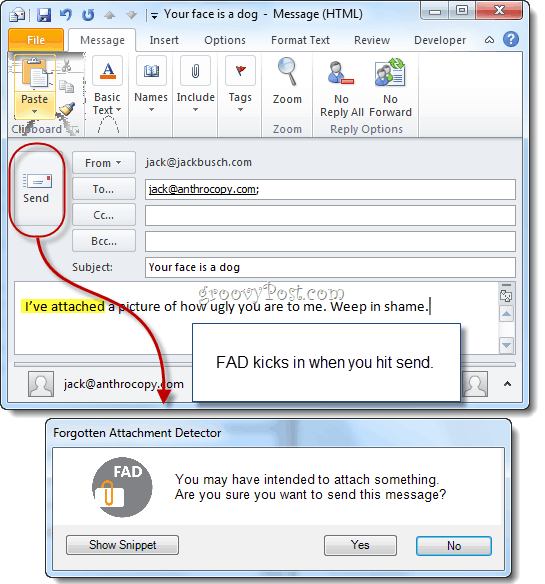 Glömd bifogad detektor för Microsoft Outlook