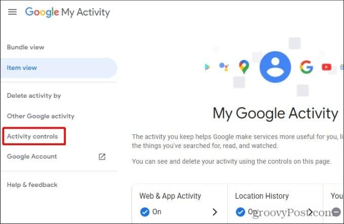 Googles aktivitetskontroller
