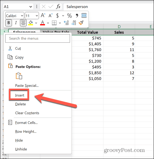 excel infoga