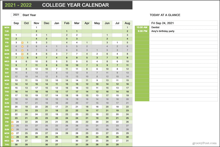 Högskolans årskalender