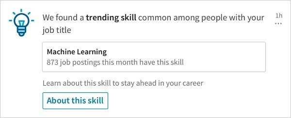 LinkedIn lanserade en ny anmälan som delar relevanta trendfärdigheter bland personer med samma jobbtitel.
