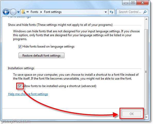 tillåta Windows 7-teckensnitt att installeras från ett nätverk eller annan extern resurs