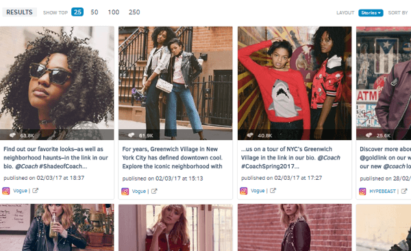 Du kan också se varumärkets mest engagerande Instagram-inlägg den senaste veckan.