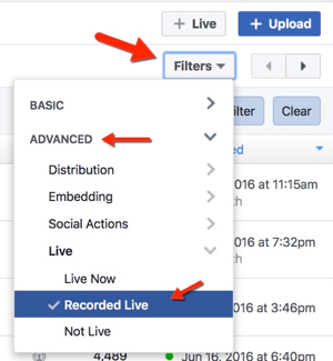 Facebook-videofilter inspelat live