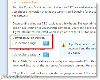 Ladda ner länk för Windows 7 32-bitars och 64-bitarsversion