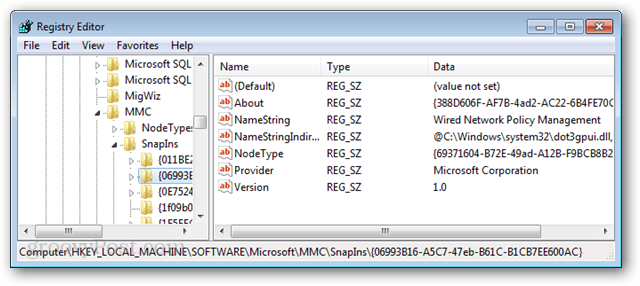 Registernycklar för Microsoft Management Console