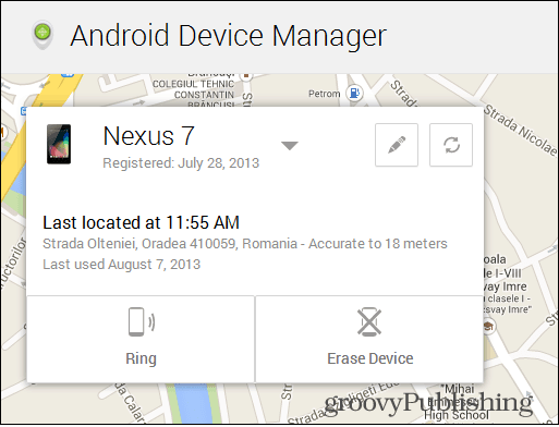 Android Device Manager-karta