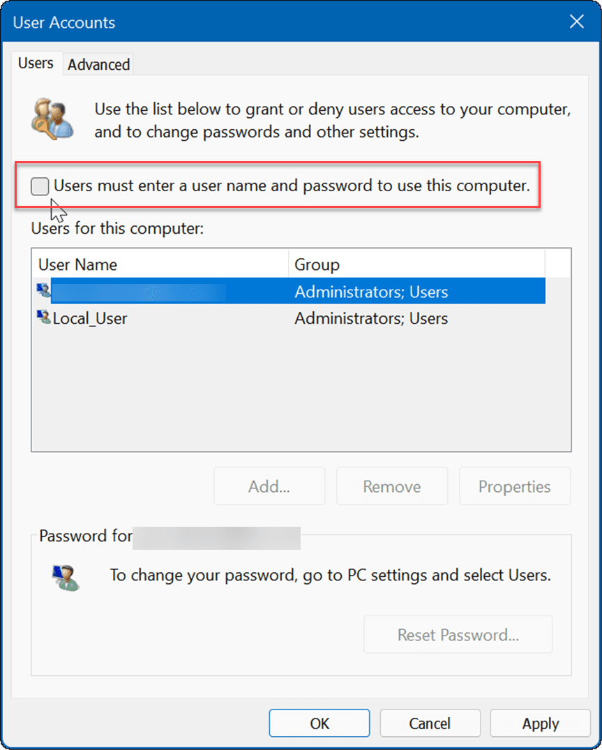 logga in automatiskt på Windows 11