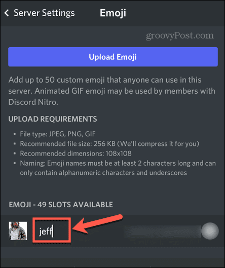 discord mobil byt namn på emoji