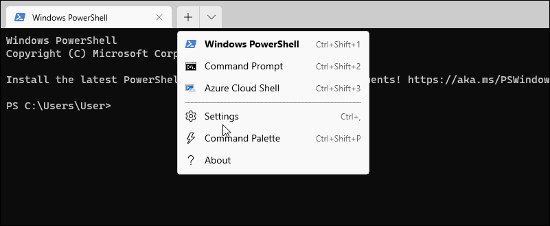 Terminalinställningar öppna powershell som admin på Windows 11