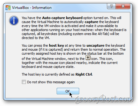 VirtualBox Windows 8-varning på tangentbordet