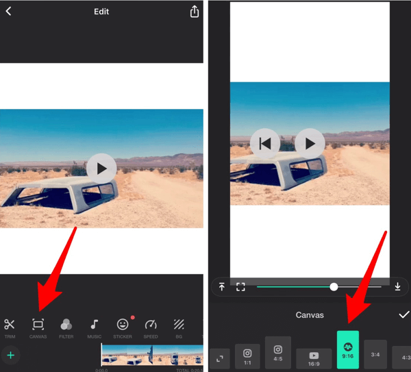 Flytta skjutreglaget för att zooma in eller ut från din video i InShot-appen.