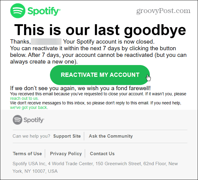 Spotify återaktiveringsmail