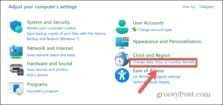 Windows ändrar datum, tid eller nummerformat