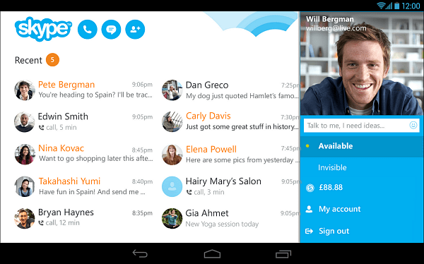 Skype 4.4 för Android kommer med den nya surfplattan