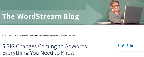 Google AdWords-inlägg på WordStream-bloggen var en enhörning.