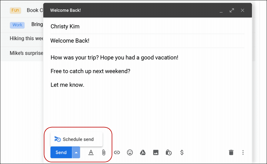 Schema Skicka Desktop Gmail
