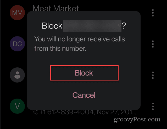 Blockera ett nummer på Android