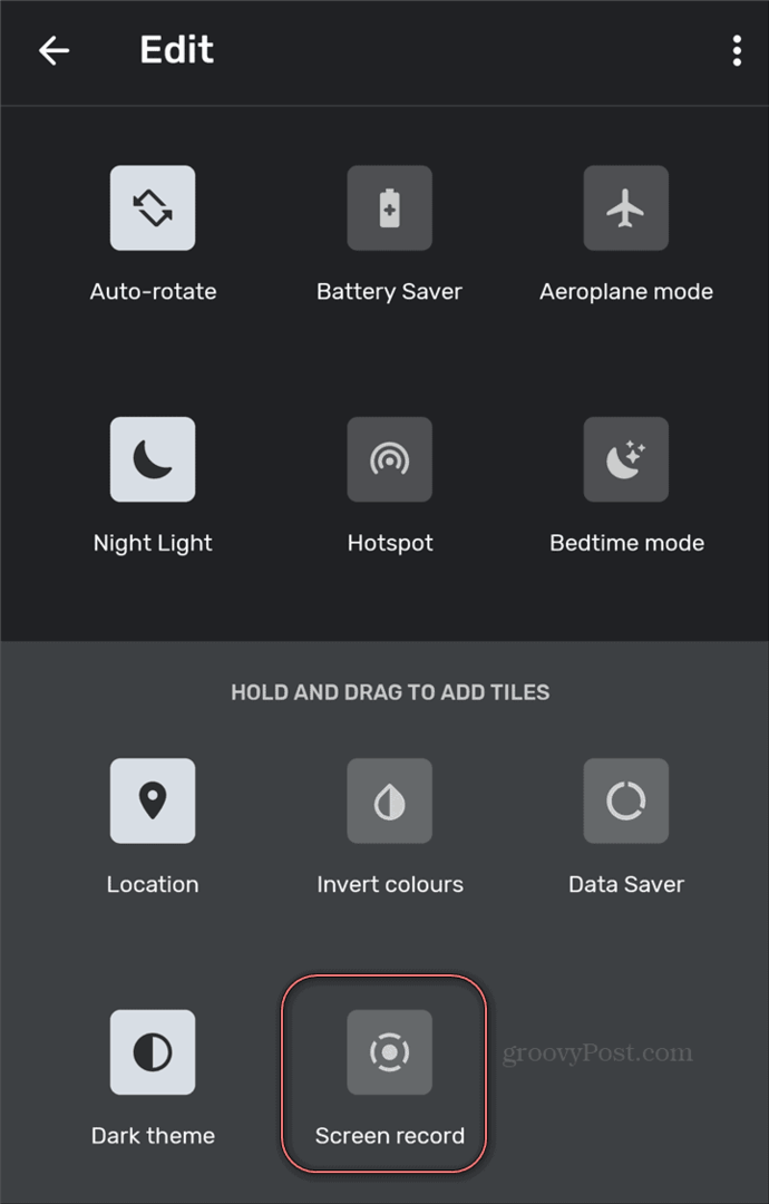 Android Screen Recorder snabbinställningsskärminspelare