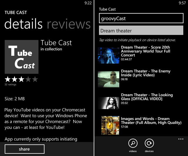 Skicka YouTube-videor till Chromecast från Windows Phone