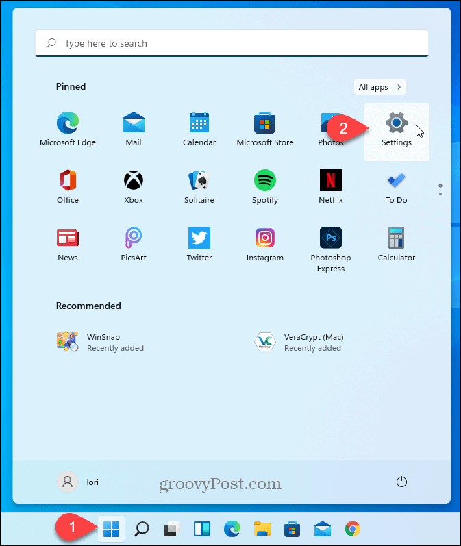 Öppna Windows 11 -inställningar
