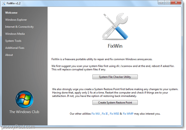 Fix 50 vanliga Windows 7-problem med FixWin [groovyReview]