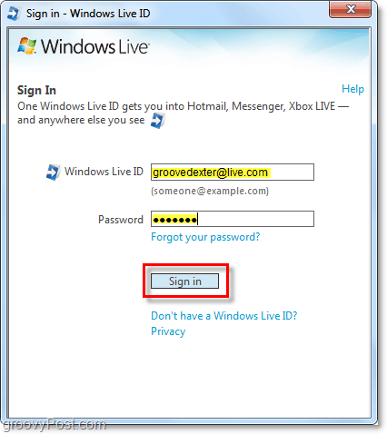 logga in på Windows Live automatiskt med ett Windows 7-konto