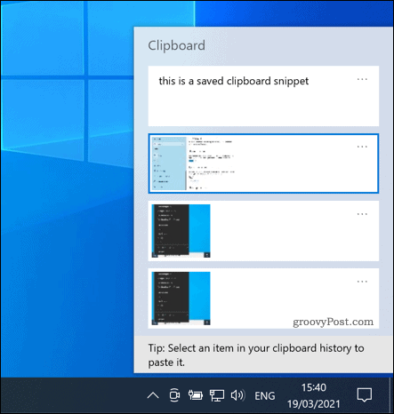 Windows 10 Urklippspanelen