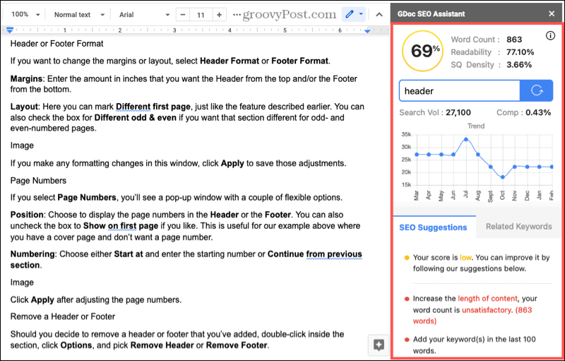 GDoc SEO Assistant-tillägg för Google Docs